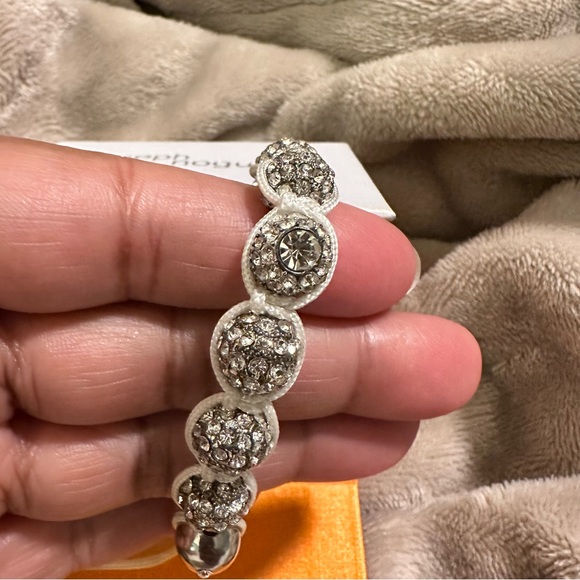 PRELOVED Joseph Nogucci Glitter Glam White Beaded Silver Glitz Bracelet - Picture 2 of 10